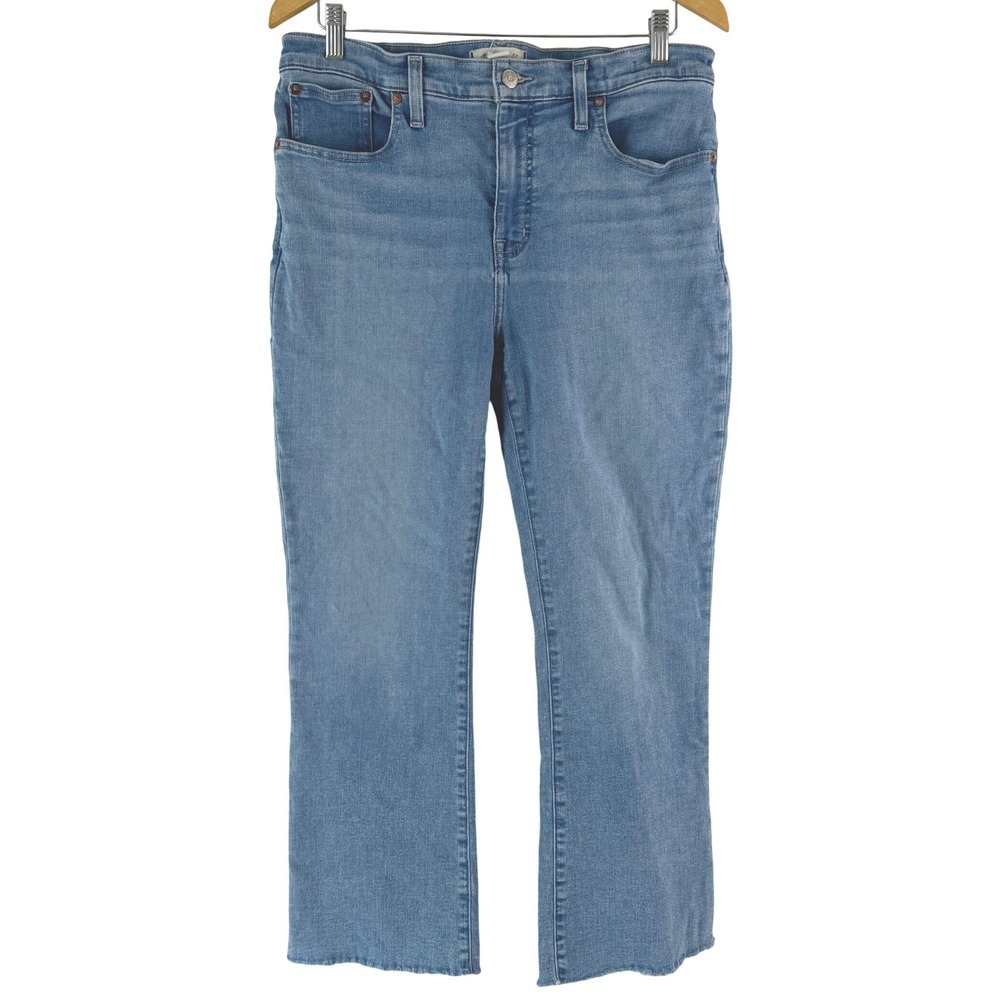 Madewell Kick Out Crop Jeans Mid-Rise Corley Wash Blue Stretch NO634 Size 31‎